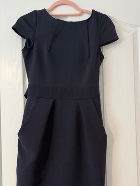 Closet London Elegant Navy Midi Sheath Dress